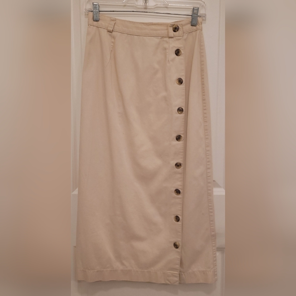 Van Heusen Cream Button-Front A-Line Skirt